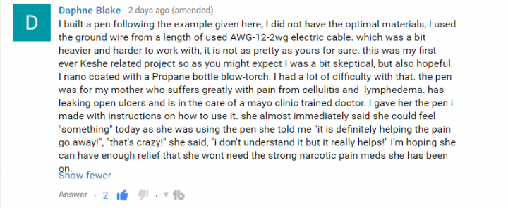 Testimonial about pain pen no18 from my youtube channel